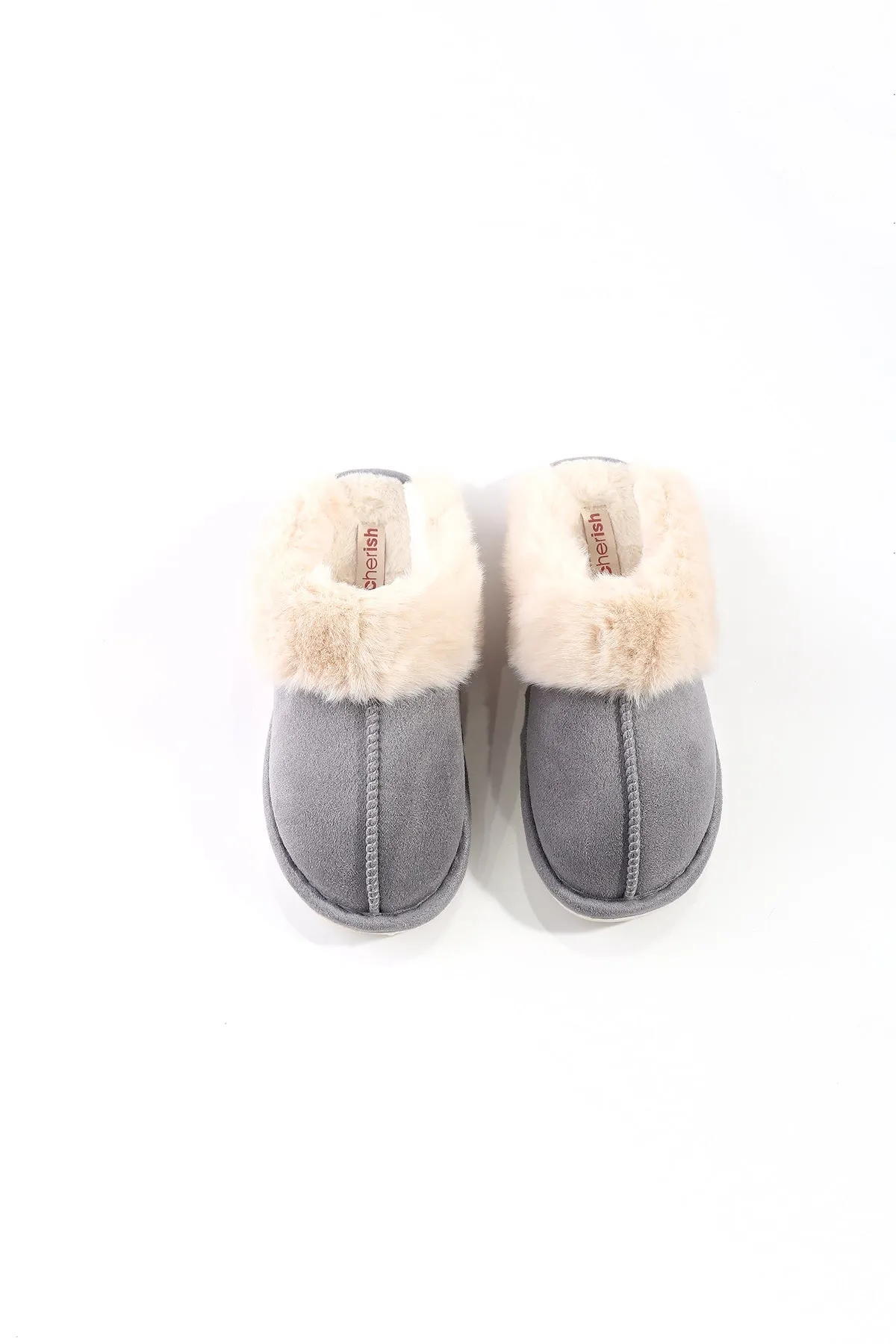 Grey Faux Suede Mule Slipper