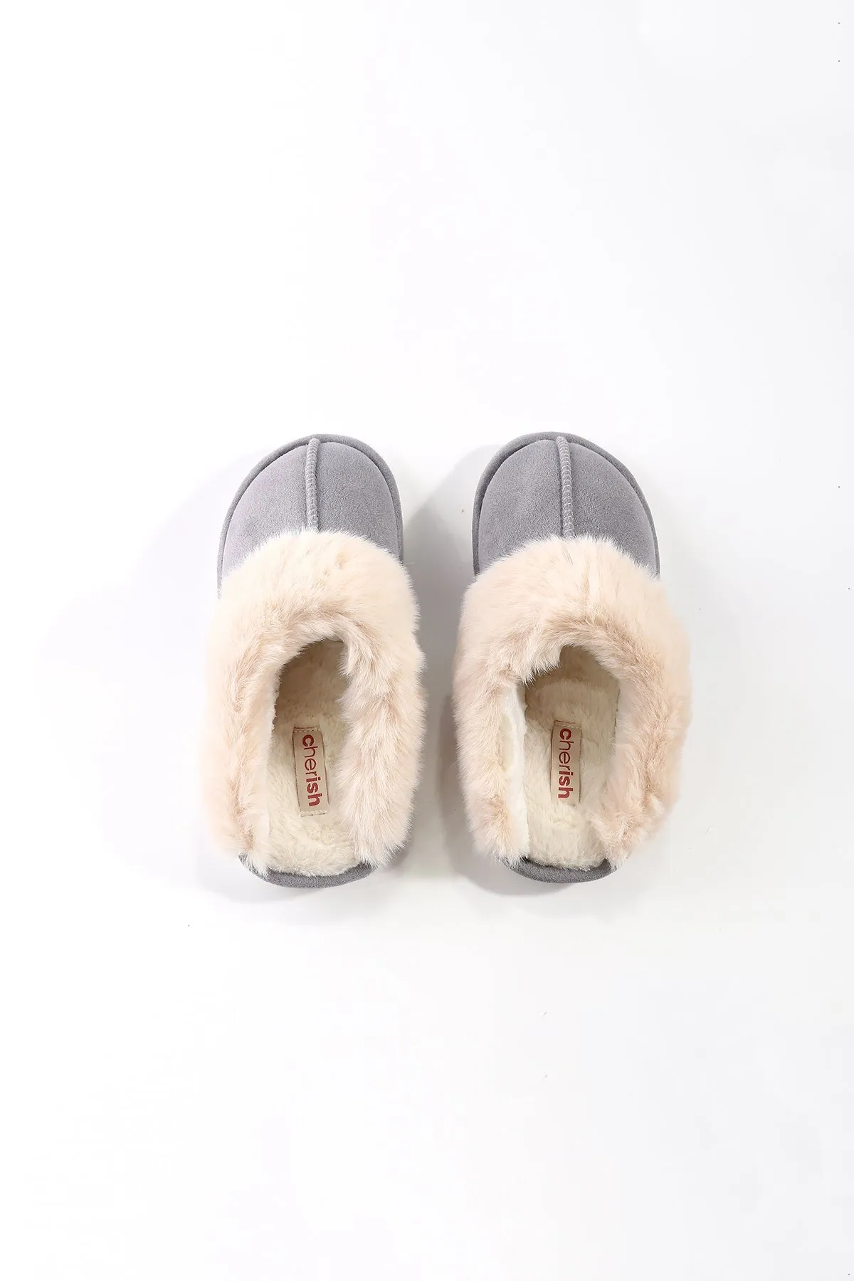 Grey Faux Suede Mule Slipper