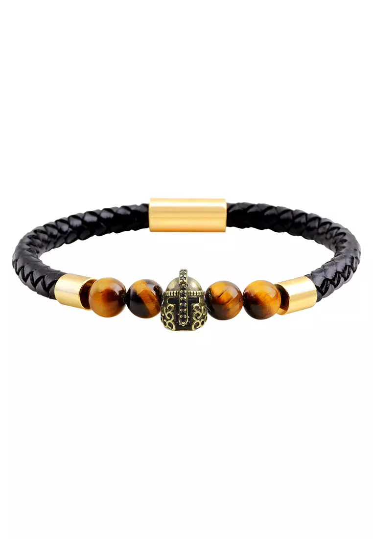 HAPPY FRIDAYS Warrior Helmet Leather Bracelet QNW2452