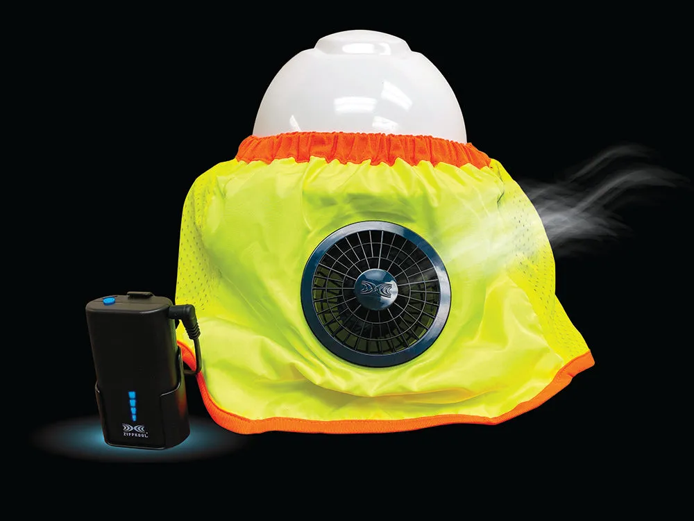 High Visibility Helmet Fan Attachment with Lithium Ion Battery - Full Brim (Free US Shipping)