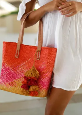 Holden Ombre Straw Handbag with Tassel Charm Embellishment ***FINAL SALE***