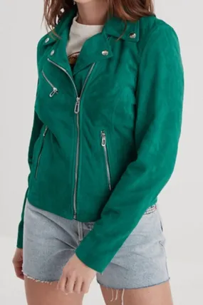 Holly green women's leather jacket bonita biker style