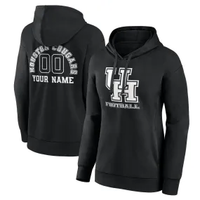 Houston Cougars Women's Black Personalized Name & Number Monochrome Pullover Hoodie