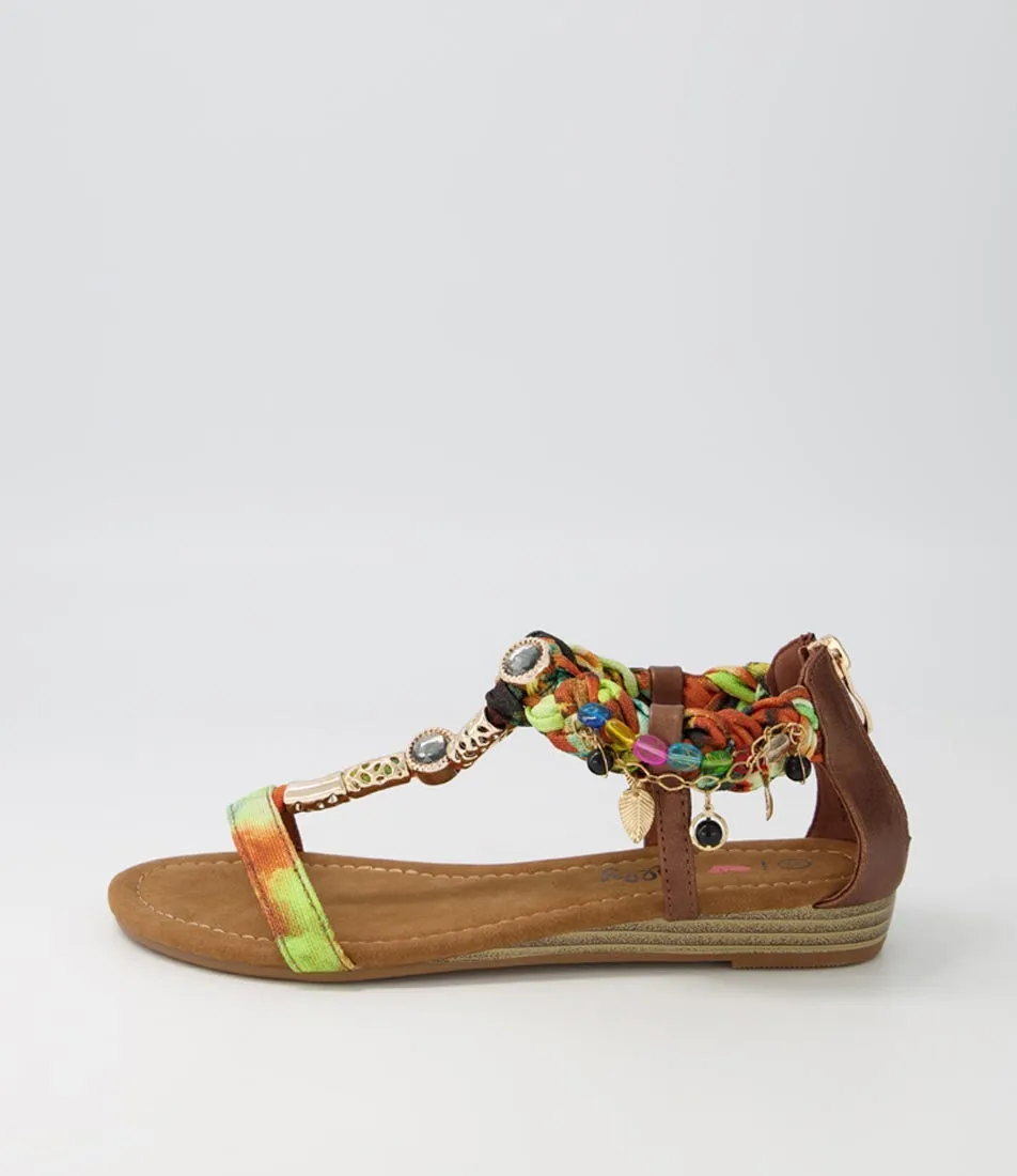 I LOVE BILLY Scot Bronze Floral Multi Sandals