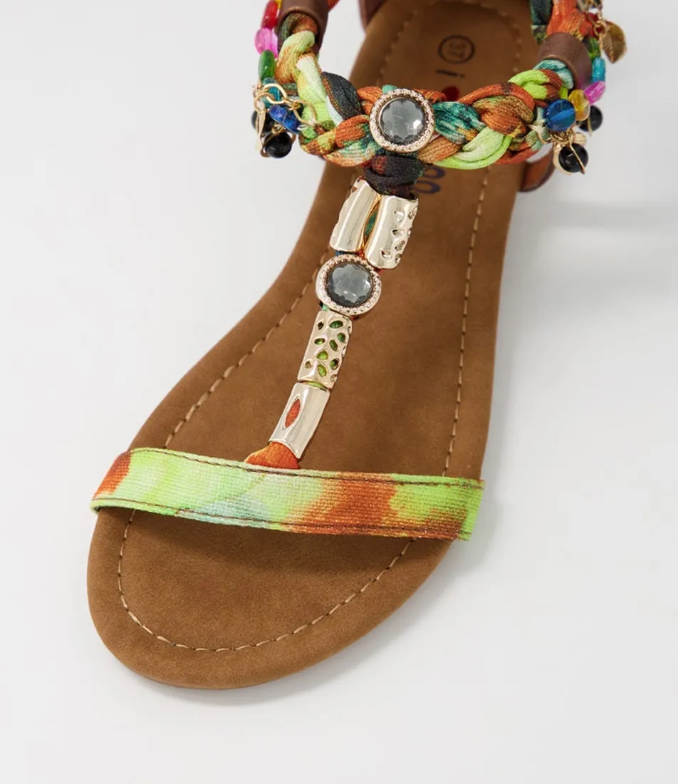 I LOVE BILLY Scot Bronze Floral Multi Sandals