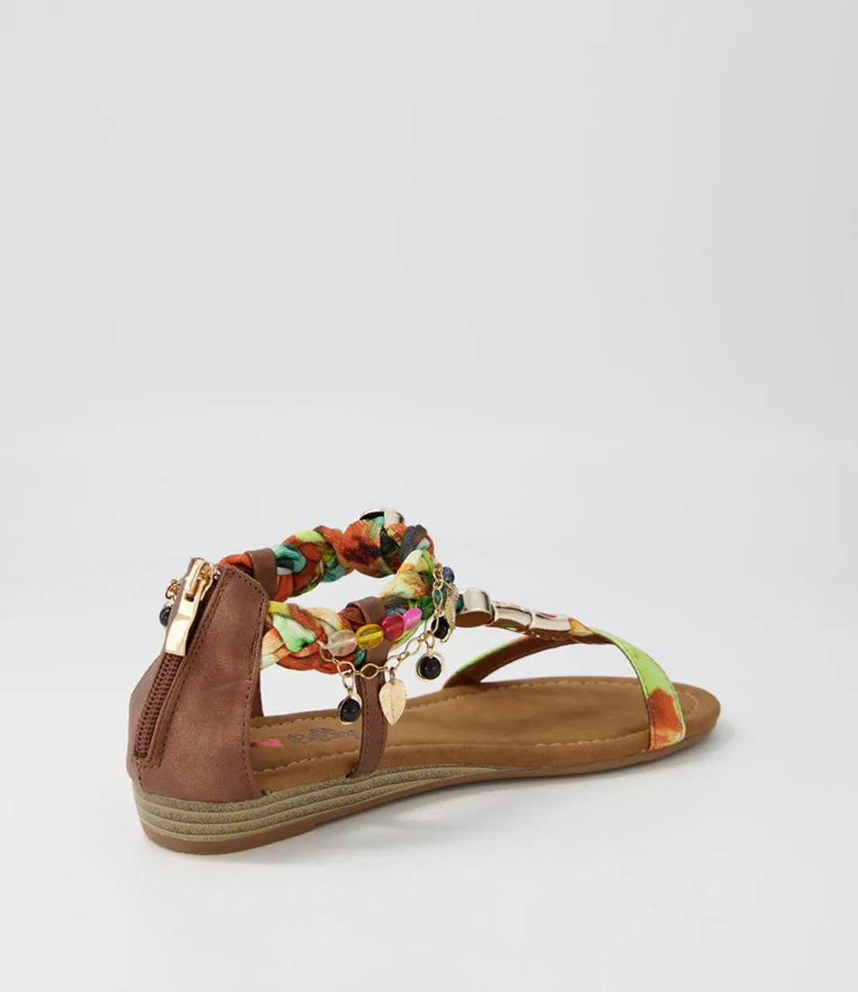 I LOVE BILLY Scot Bronze Floral Multi Sandals