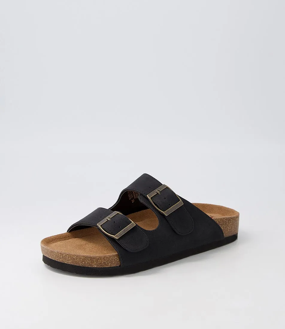 I LOVE BILLY Zigie Black Nubuck Pu Sandals