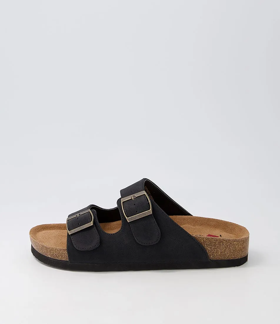 I LOVE BILLY Zigie Black Nubuck Pu Sandals