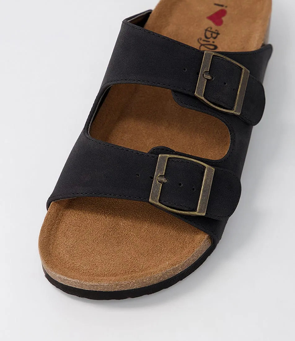 I LOVE BILLY Zigie Black Nubuck Pu Sandals