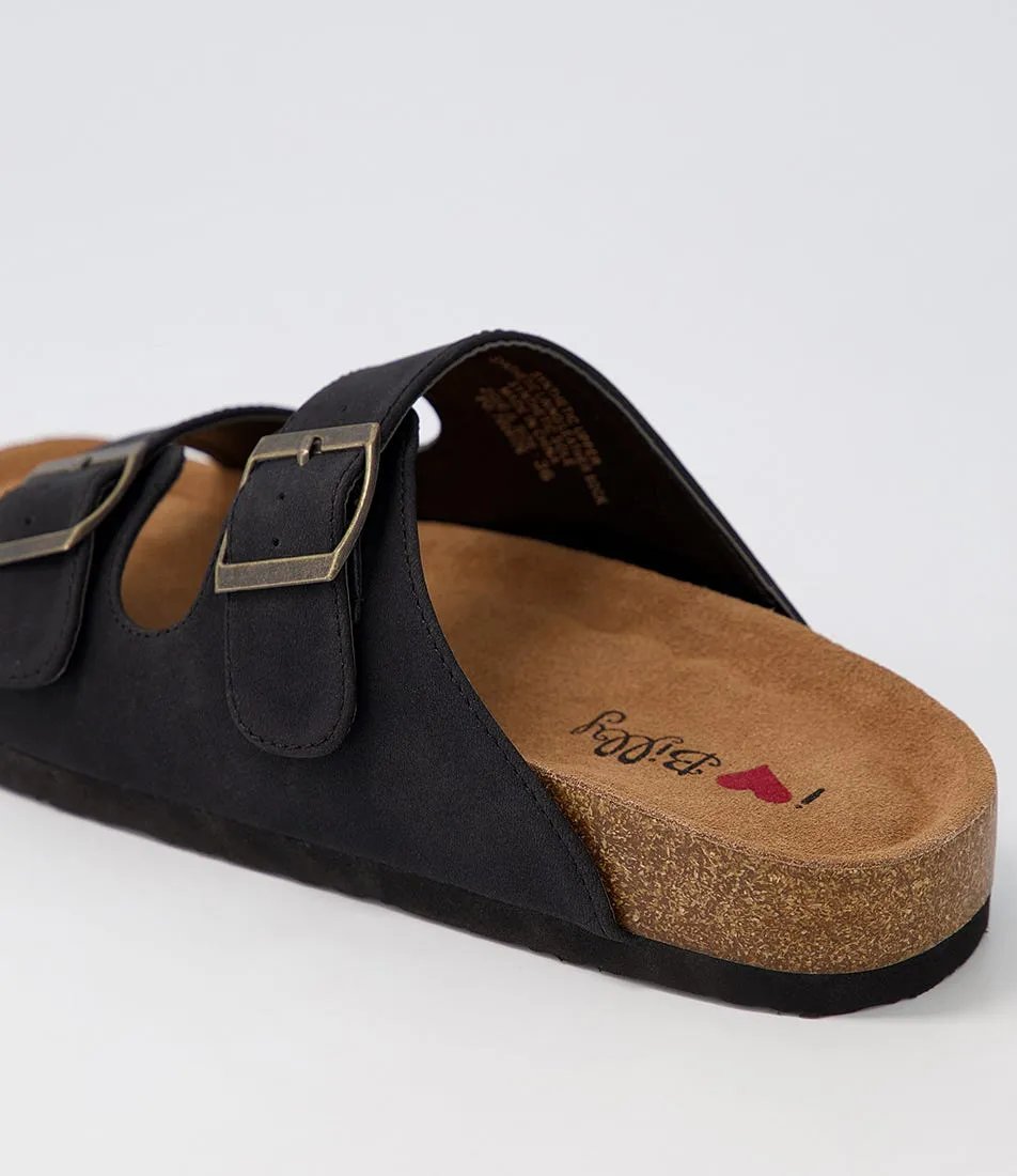 I LOVE BILLY Zigie Black Nubuck Pu Sandals