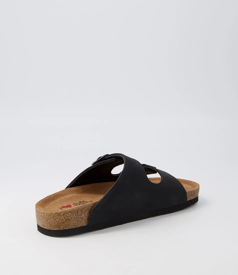 I LOVE BILLY Zigie Black Nubuck Pu Sandals