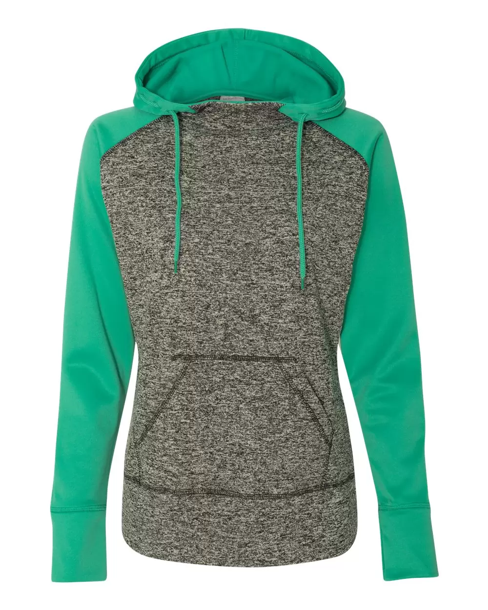 J America 8618 Women's  Colorblock Cosmic Fleece Hooded Pullover Sweatshirt SKU: 8618