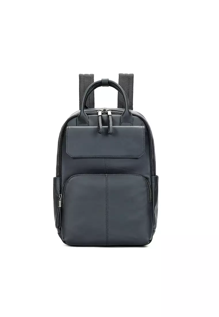 Lara Men's Retro Plain Cow Leather Business Backpack