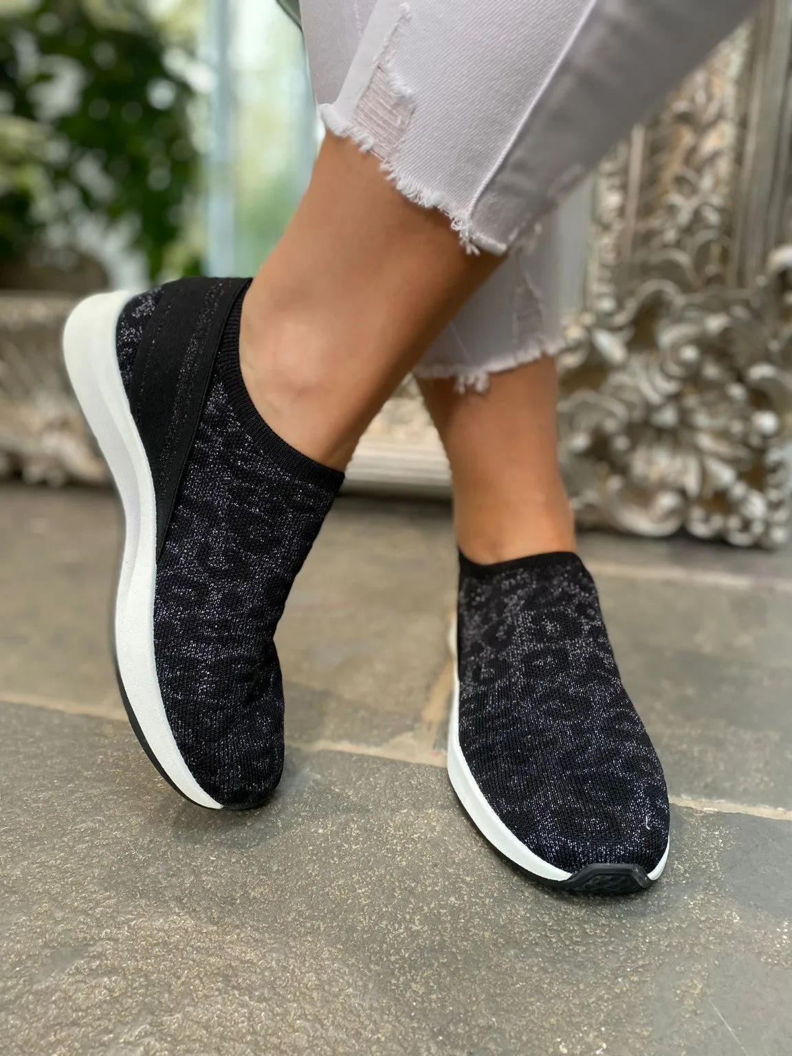 Leopard Lurex Sock Trainers