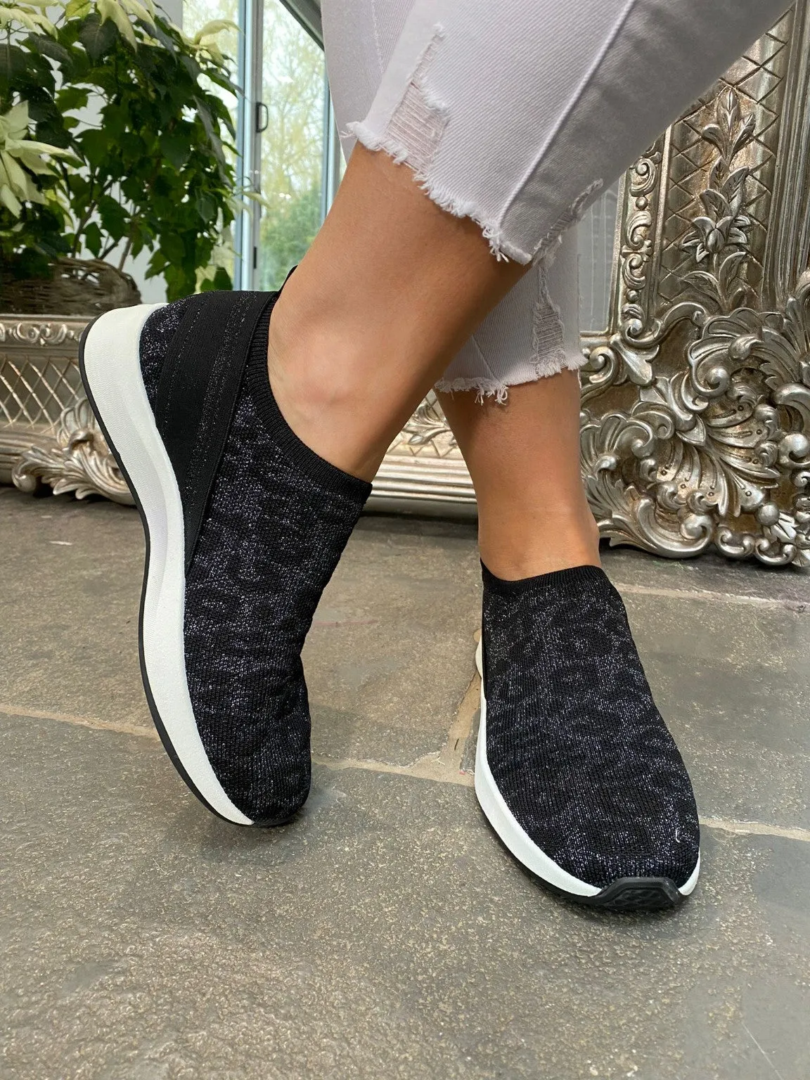 Leopard Lurex Sock Trainers