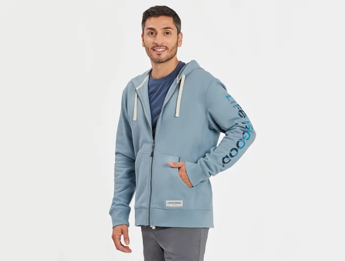 Life is Good Men's Simply True Fleece Zip Hoodie - Tie Dye Peace