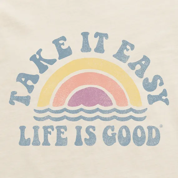 Life is Good Women's Simply True Fleece Hoodie - Take It Easy Rainbow Waves