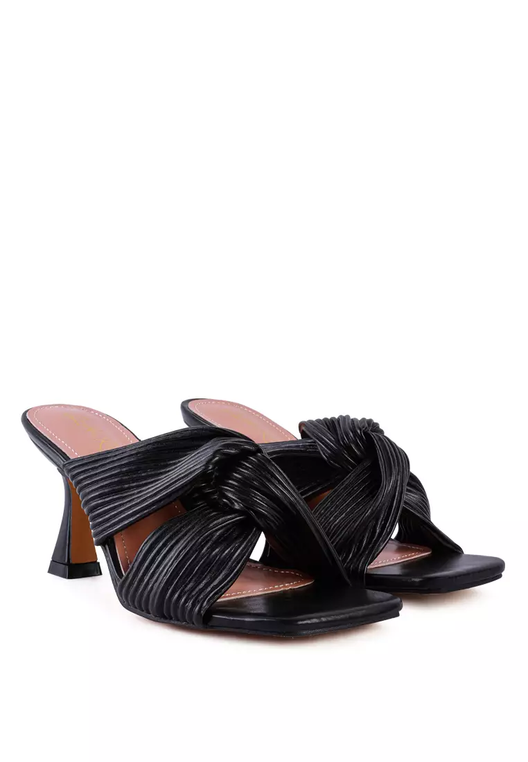 London Rag Black Knot Strap Spool Slide Sandals