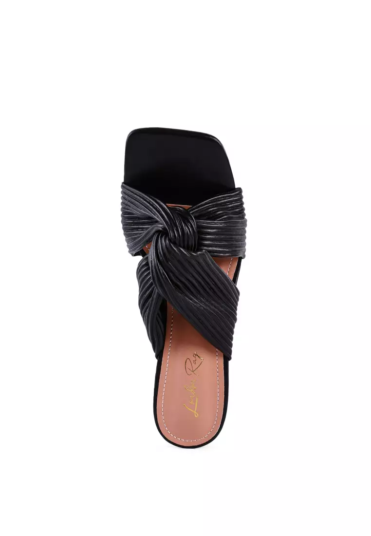 London Rag Black Knot Strap Spool Slide Sandals