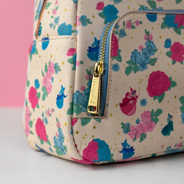 Loungefly x Disney Sleeping Beauty Floral Three Good Fairies Mini Backpack