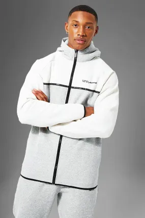 Man Active Zip Through Colour Block Hoodie | boohooMAN UK