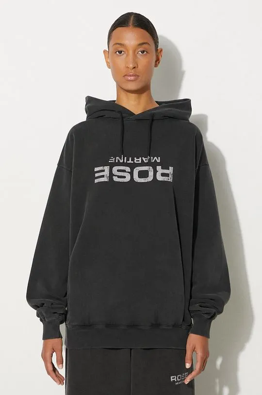 Martine Rose cotton sweatshirt Classic black color hooded with a print 602JS01002C