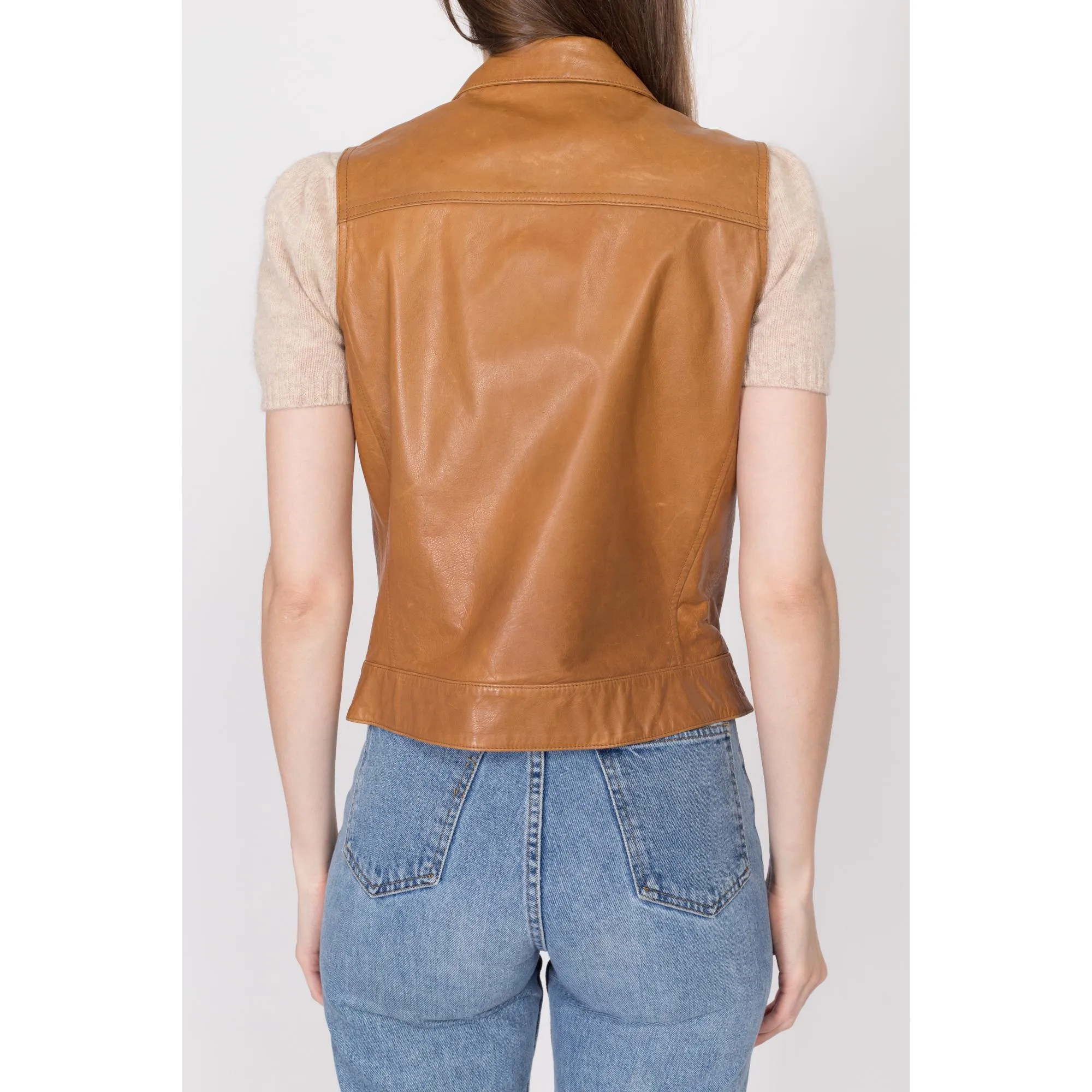 Medium 90s Ralph Lauren Sport Caramel Brown Leather Vest