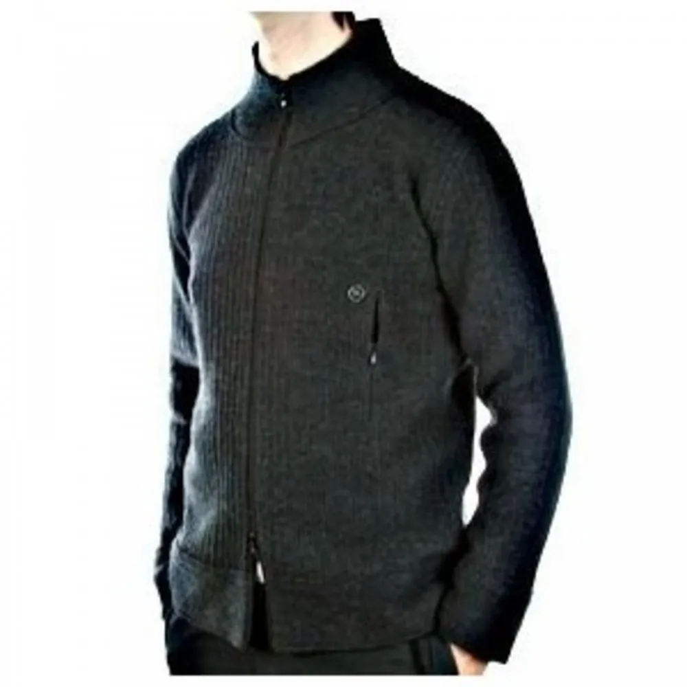 Melange grey Zip through High neck Long sleeve Knitted jacket