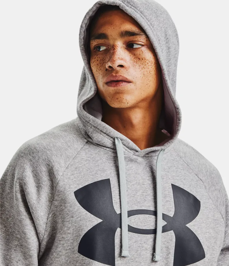 Men's | Under Armour | 1357093-011 | Rival Fleece Big Logo Hoodie | Mod Gray Light Heather / Black