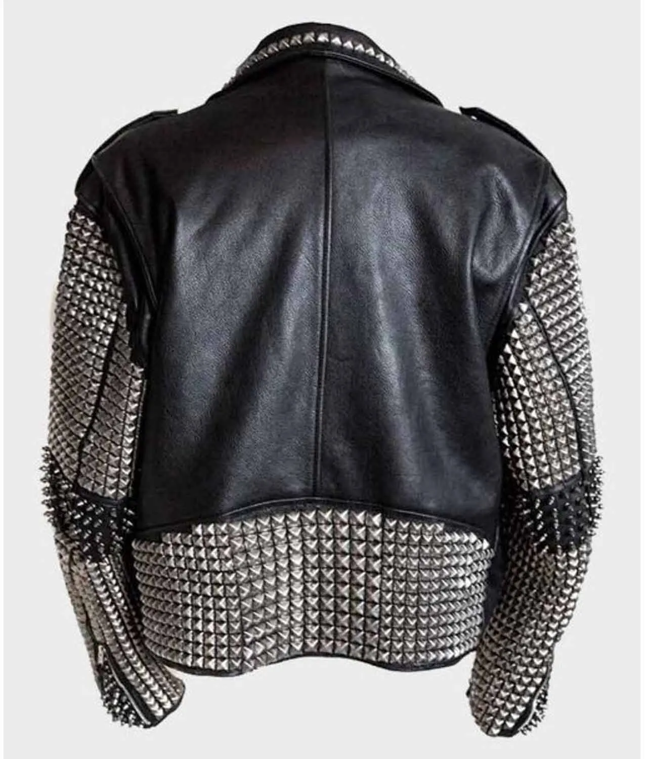 Mens Black Studded Leather Jacket | Black Outfit Available On Store