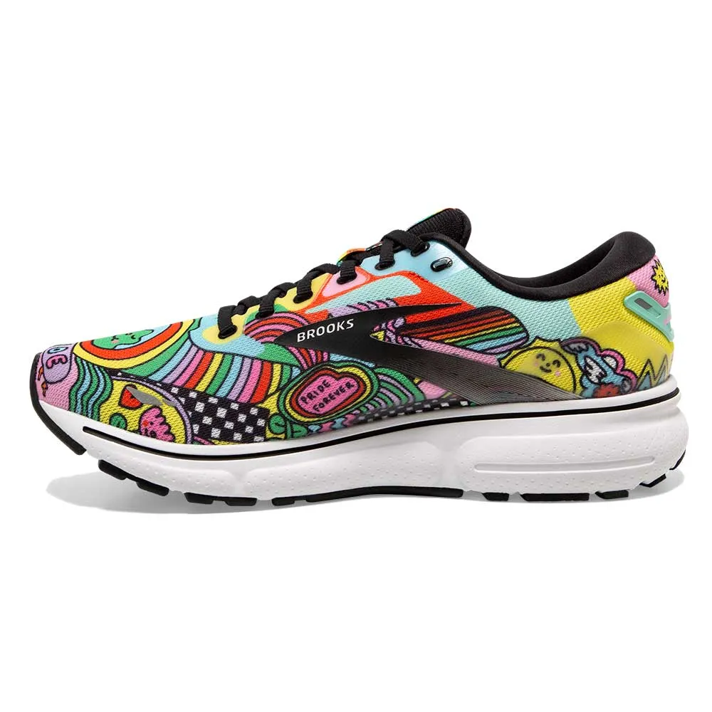 Men's Ghost 15 Run Proud Running Shoe - Black/White/Multi- Regular (D)