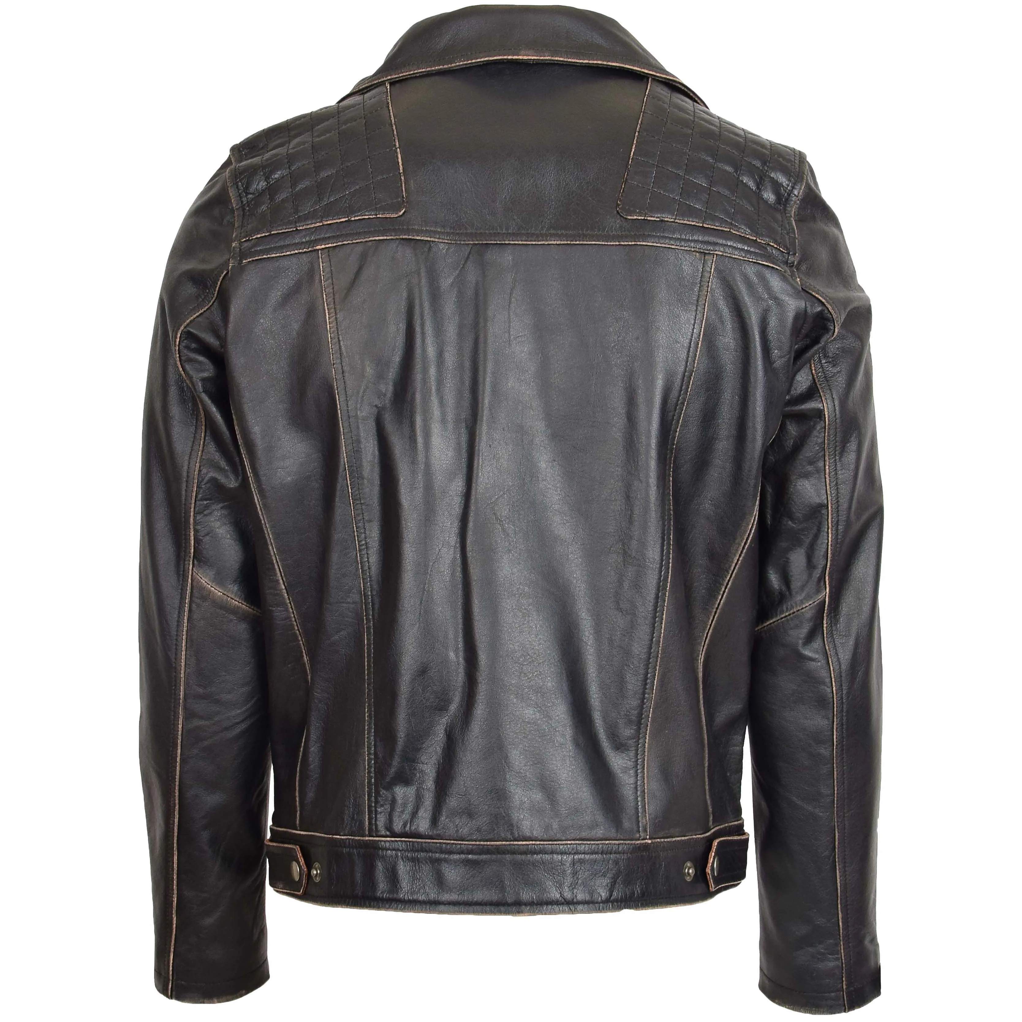 Mens Leather Biker Brando Design Jacket Sean Vintage Black