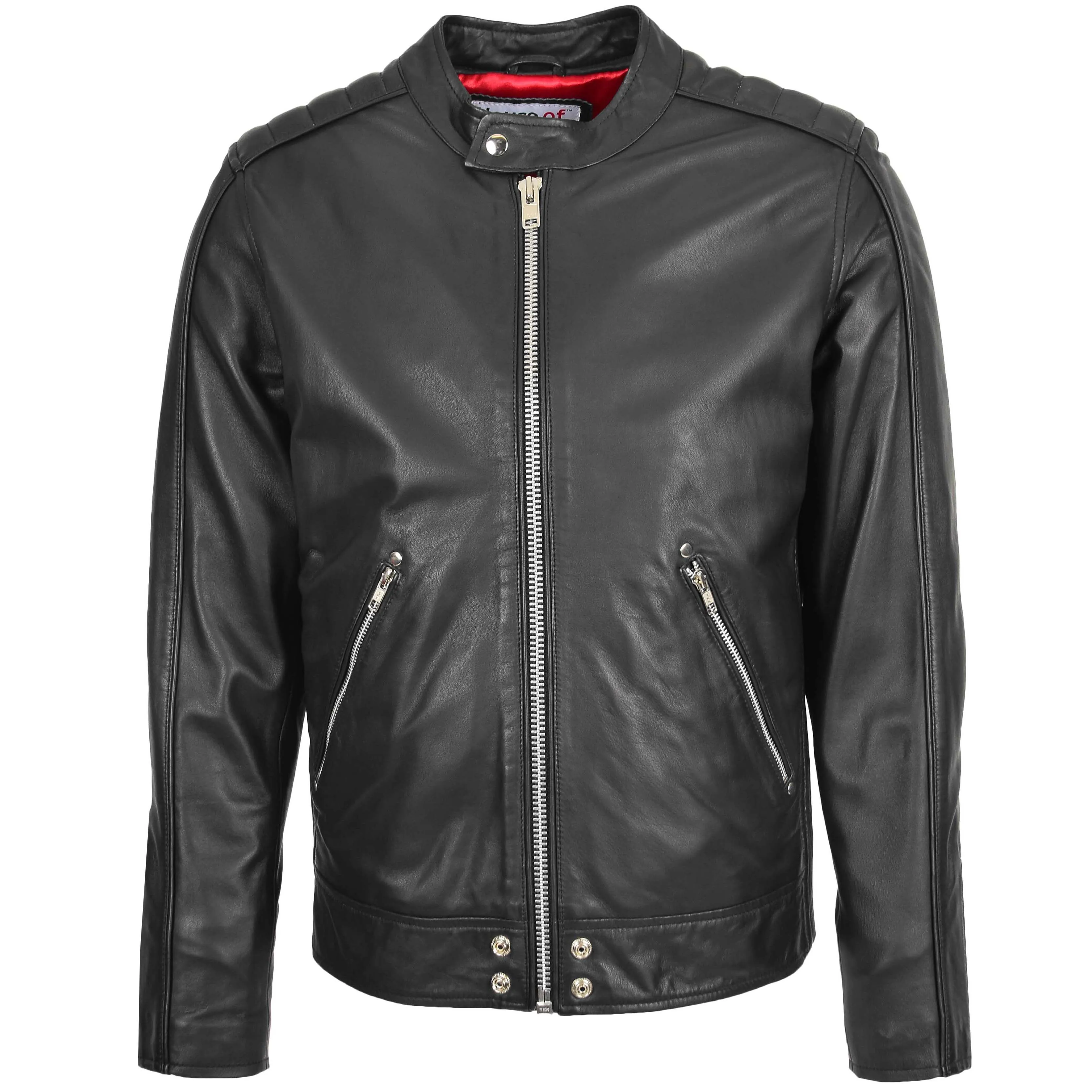 Mens Leather Casual Biker Fashion Jacket Andy Black