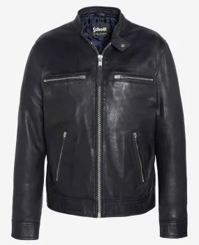 Men's navy schott leather jacket lc newport x biker style