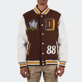 Men's TWO MILL TWENTY Born To Be Different Varsity Bomber Jacket Brown