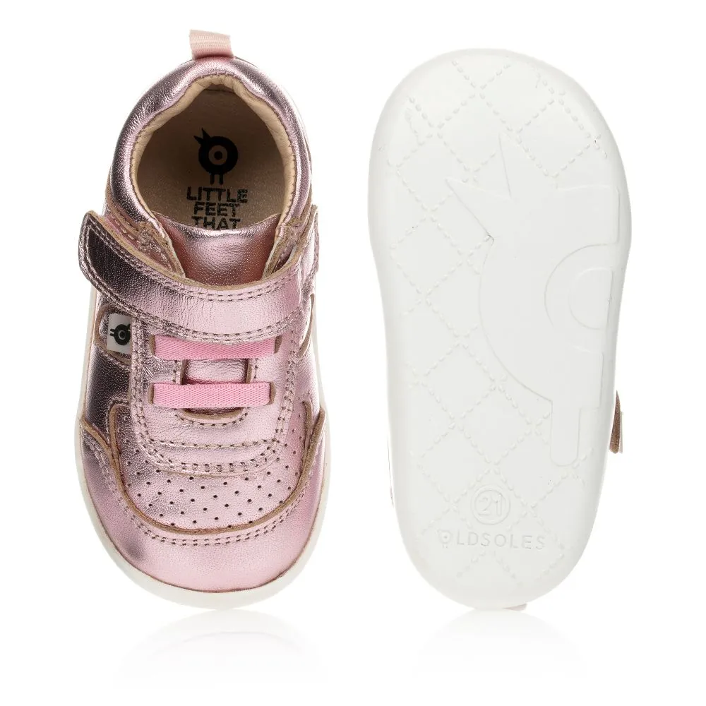 Metallic Pink Leather Trainers