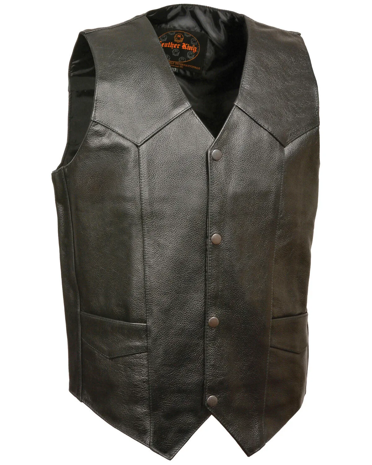 Milwaukee Leather Men's Black Snap Front Biker Vest - Big