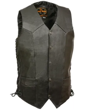 Milwaukee Leather Men's Classic Side Lace Biker Vest - Double X Tall