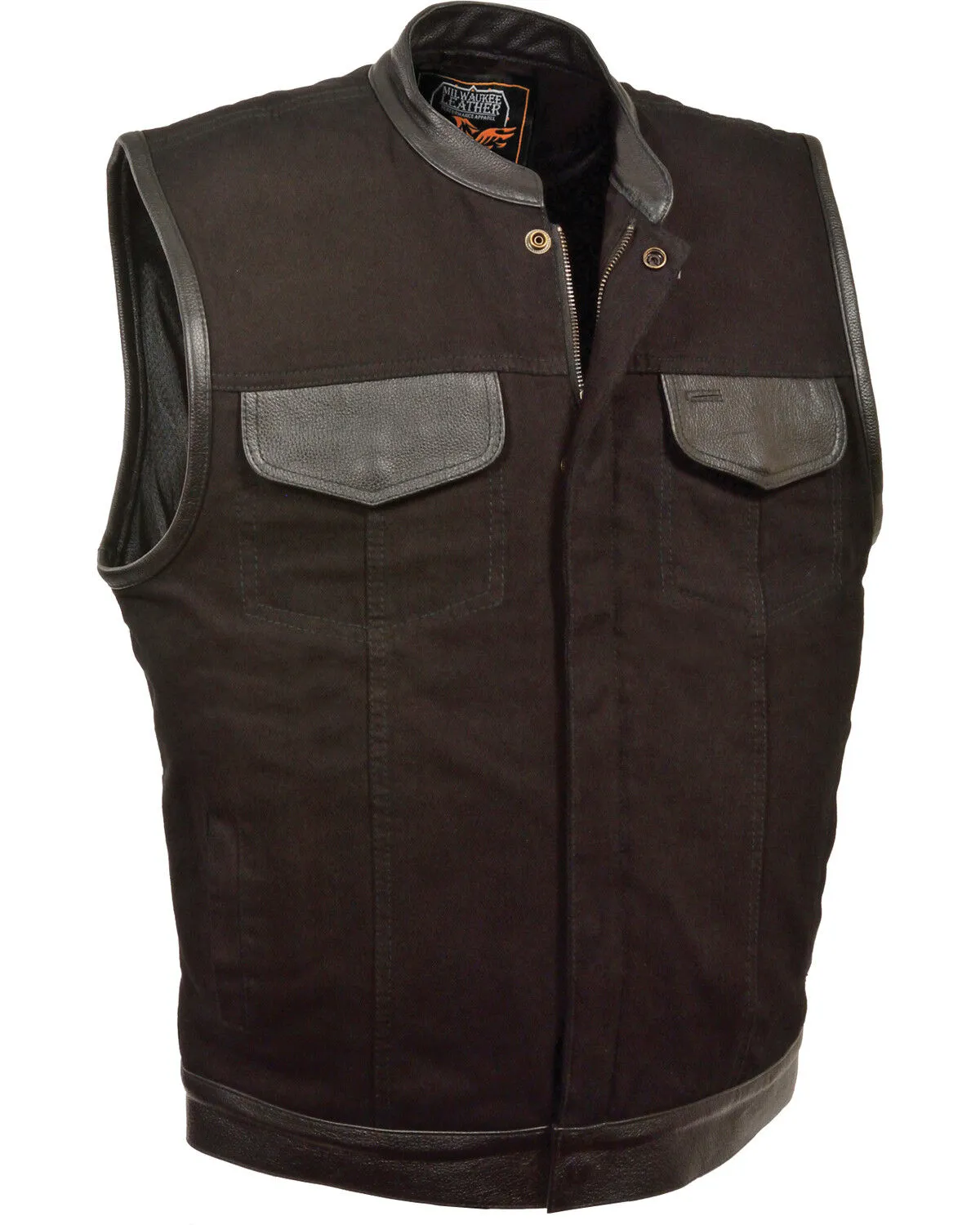 Milwaukee Leather Men's Denim Leather Trim Club Style Vest - Big 4X