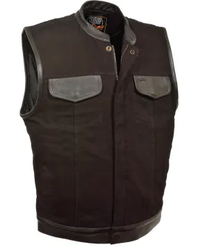 Milwaukee Leather Men's Denim Leather Trim Club Style Vest - Big 4X