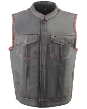 Milwaukee Leather Men's Old Glory Laced Arm Hole Concealed Carry Leather Vest - 6X