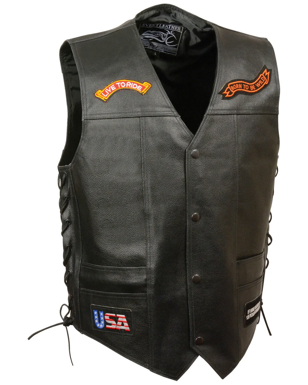 Milwaukee Leather Men's Side Lace "Live to Ride" Patch Vest - 3X