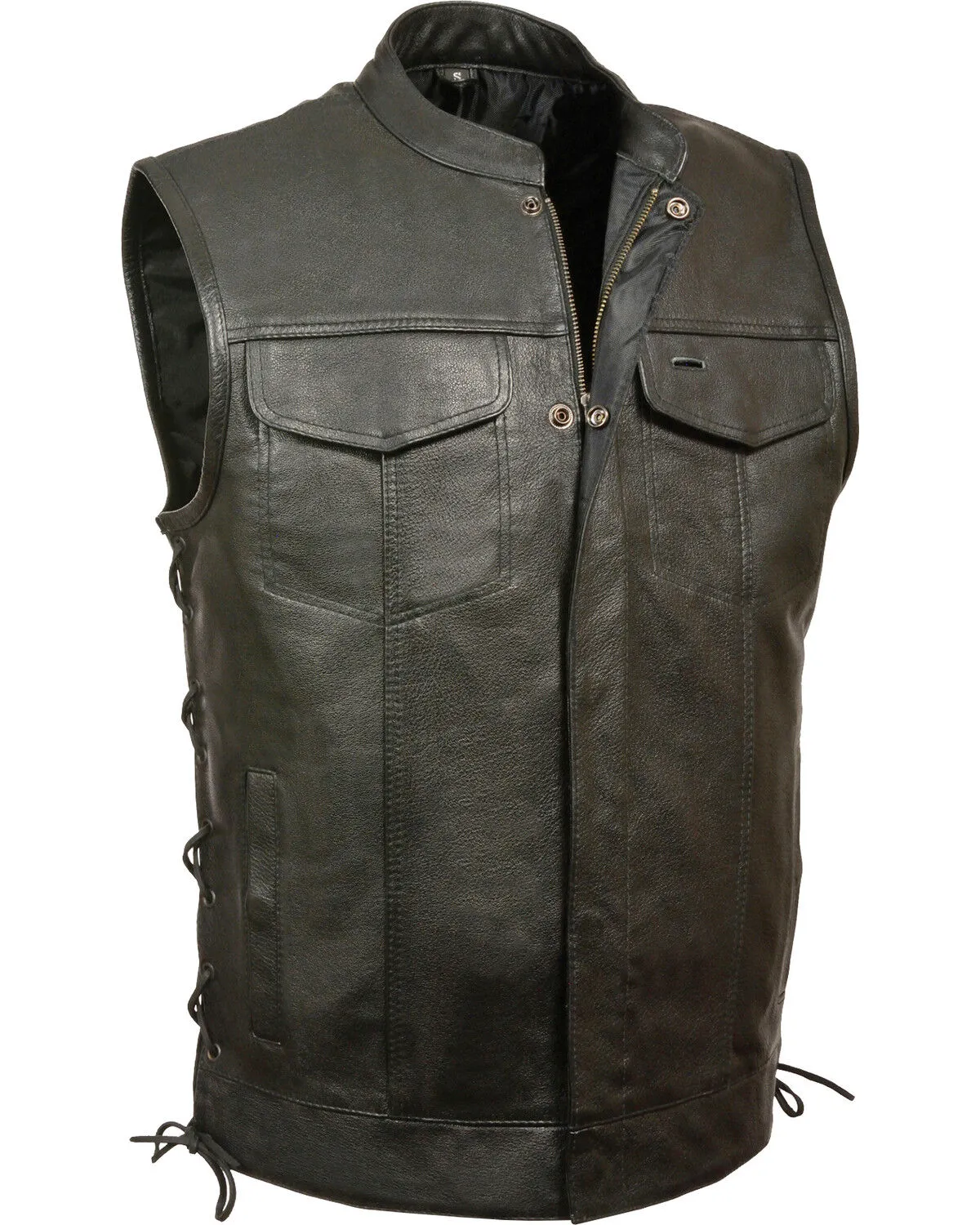 Milwaukee Leather Men's Side Lace Snap / Zip Front Club Style Vest - Big - 5X