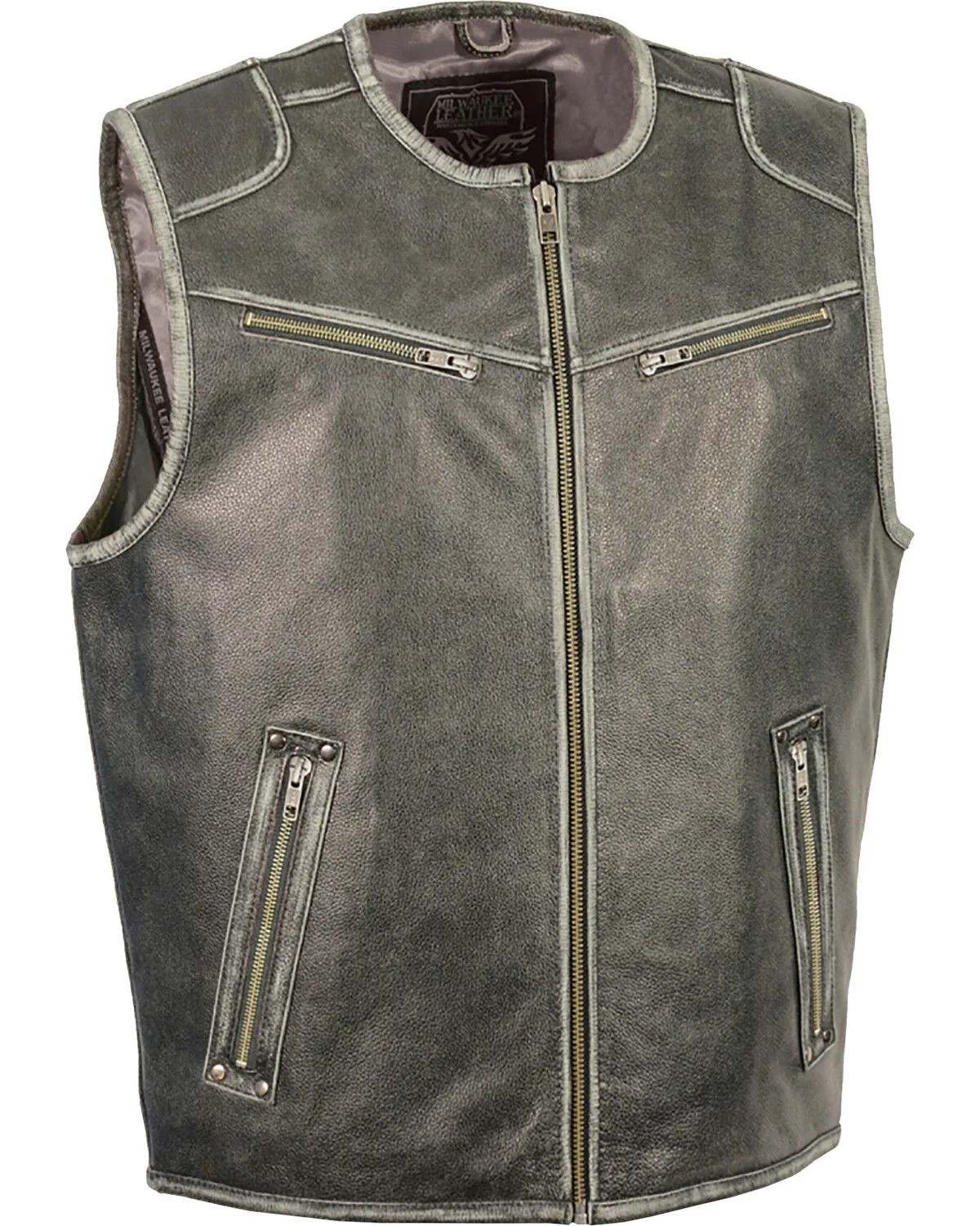 Milwaukee Leather Men's Vintage Distressed Zipper Front Vest - Big - 3X