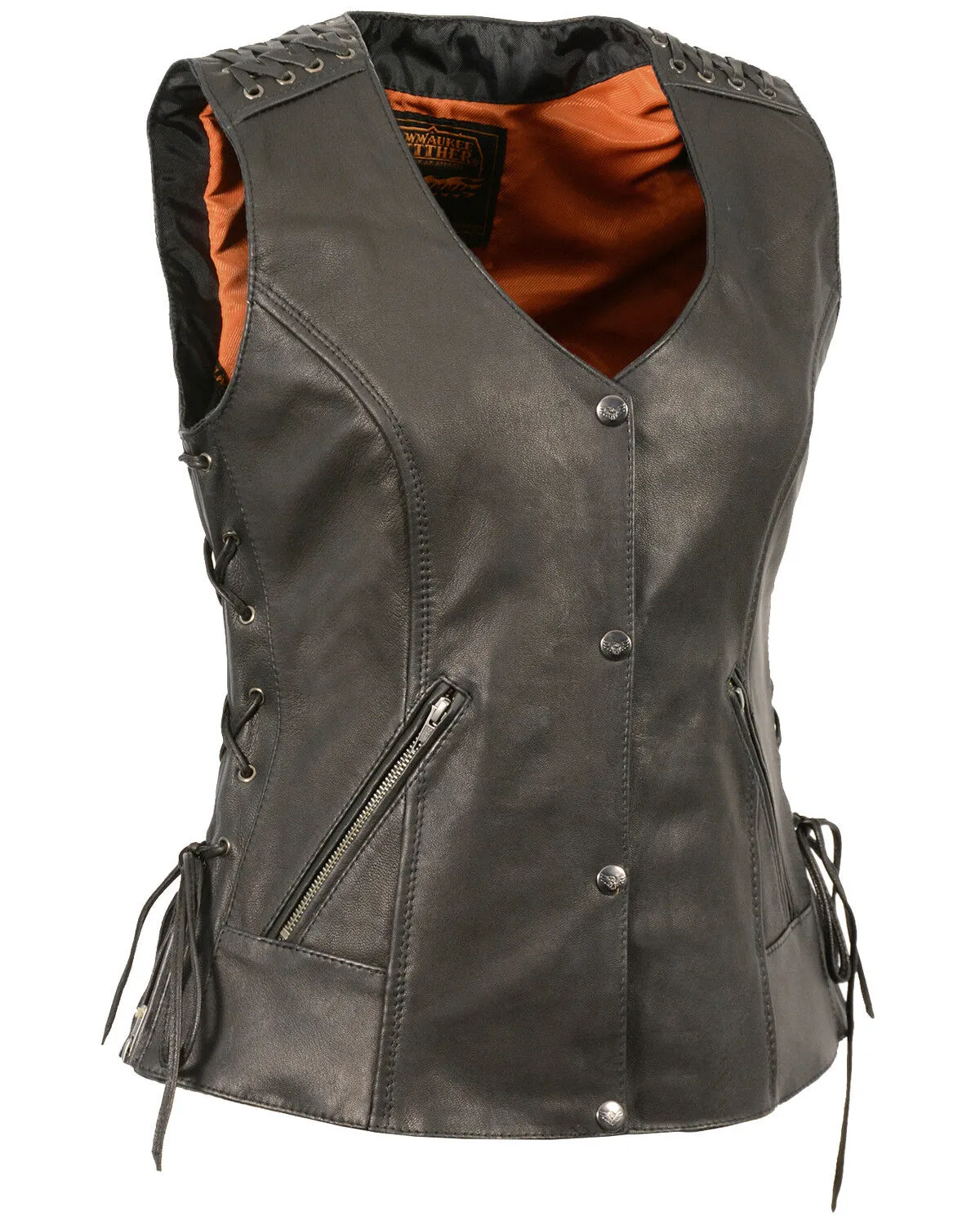 Milwaukee Leather Women's Lightweight Lace To Lace Snap Front Vest - 4X