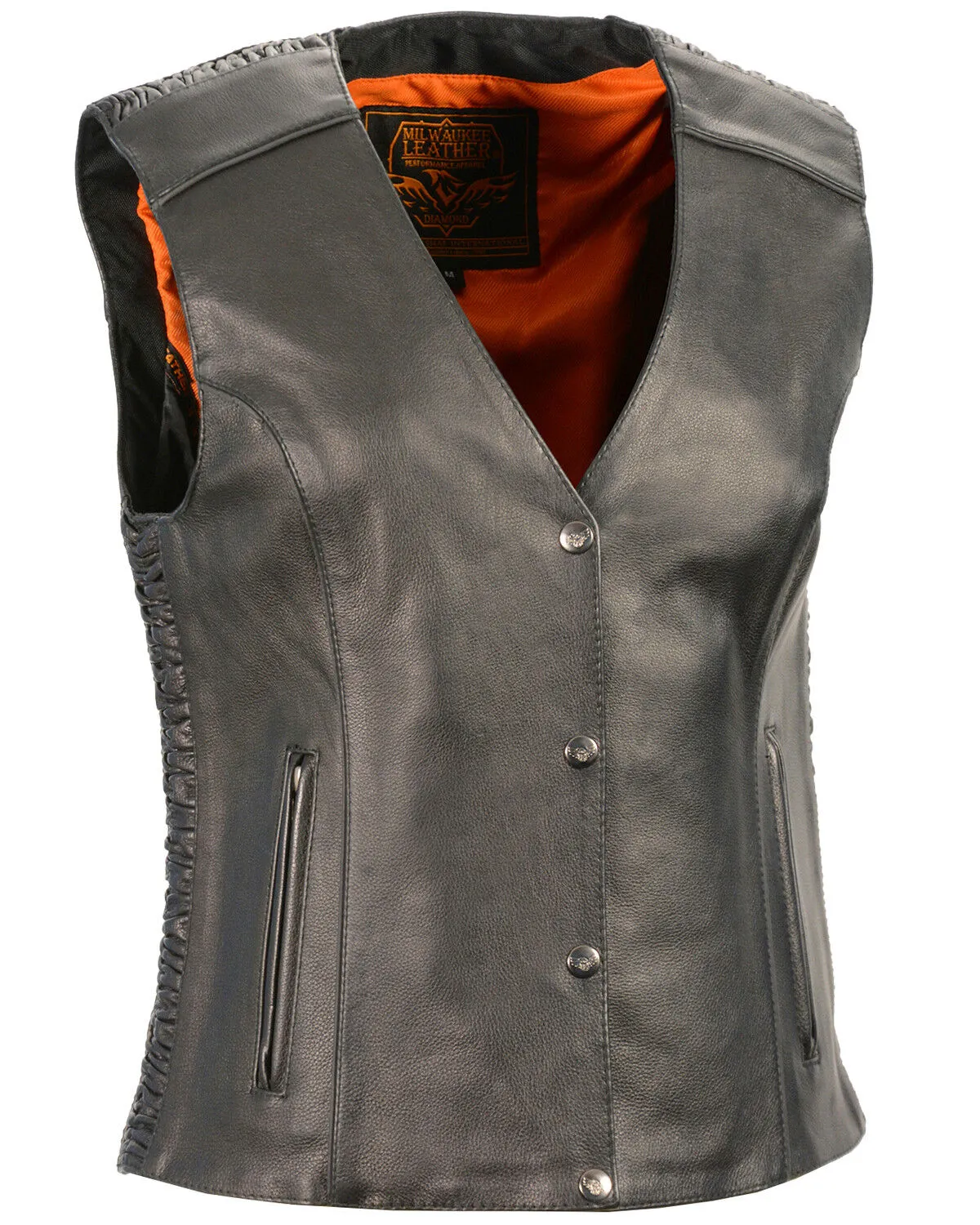 Milwaukee Leather Women's Phoenix Stud Embroidered Snap Front Vest - 4X