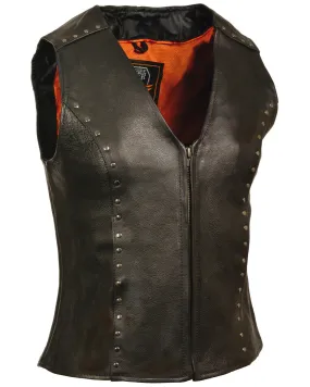 Milwaukee Leather Women's Studded Zip Front Vest - 3X