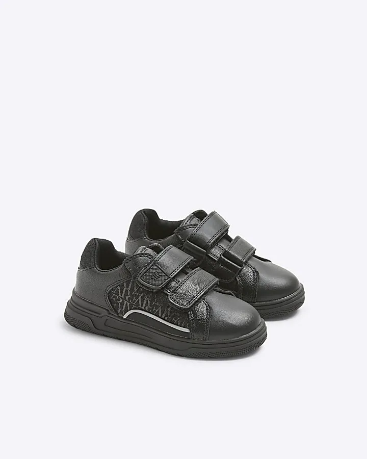 Mini Boys black monogram panel trainers