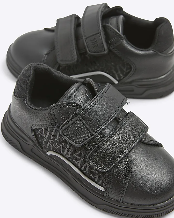 Mini Boys black monogram panel trainers