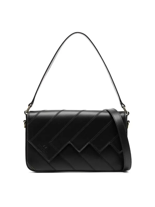 Missoni Flap Wave Black Leather Shoulder Bag